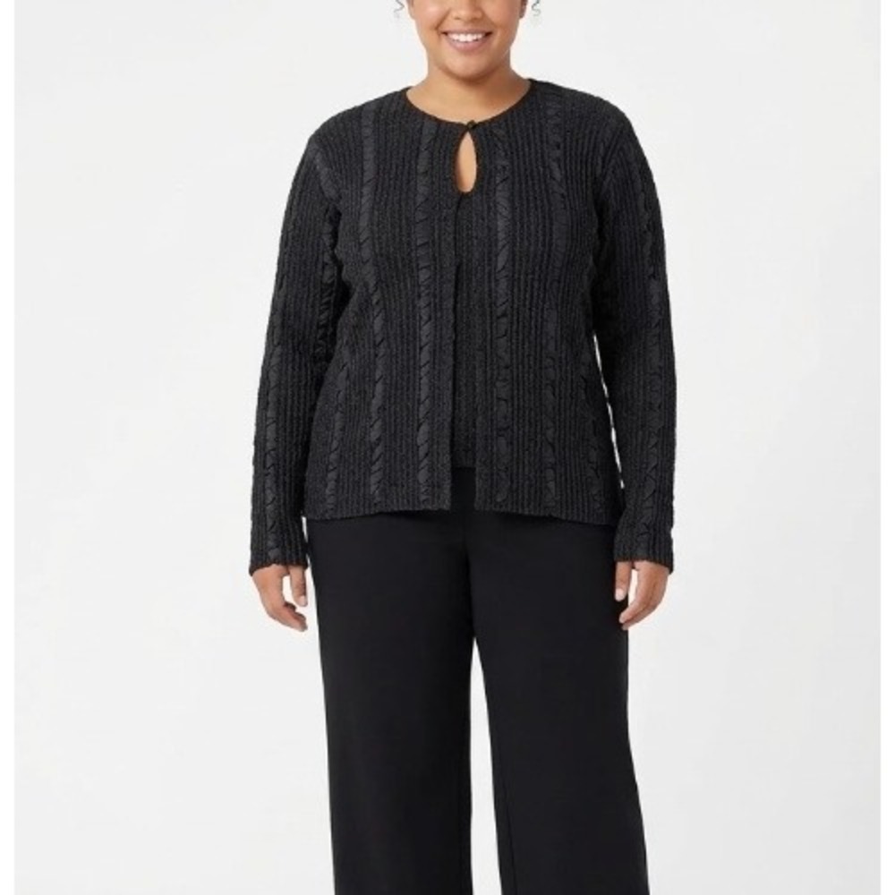 Alberto Makali size XL Black Crinkle Texture Artsy Light Cardigan Jacket‎